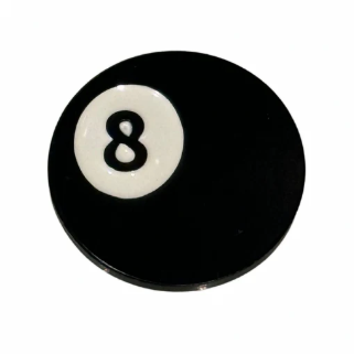 The Golf Gear Heaven Eight Ball Ball Marker is a black marker for the greens with a white center circle featuring the number 8.