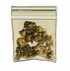 The Herb Ball Marker by Golf Gear Heaven is a small clear bag with greenish-brown faux buds and a green-striped zipper—ideal for marking your spot on the greens or using as a unique ball marker during Tee Bumps.