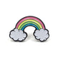 The Kolorspun Rainbow Golf Ball Marker features pink, yellow, green, and blue stripes with white clouds at each end—a colorful custom gift or unique magnetic ball marker for golf lovers.