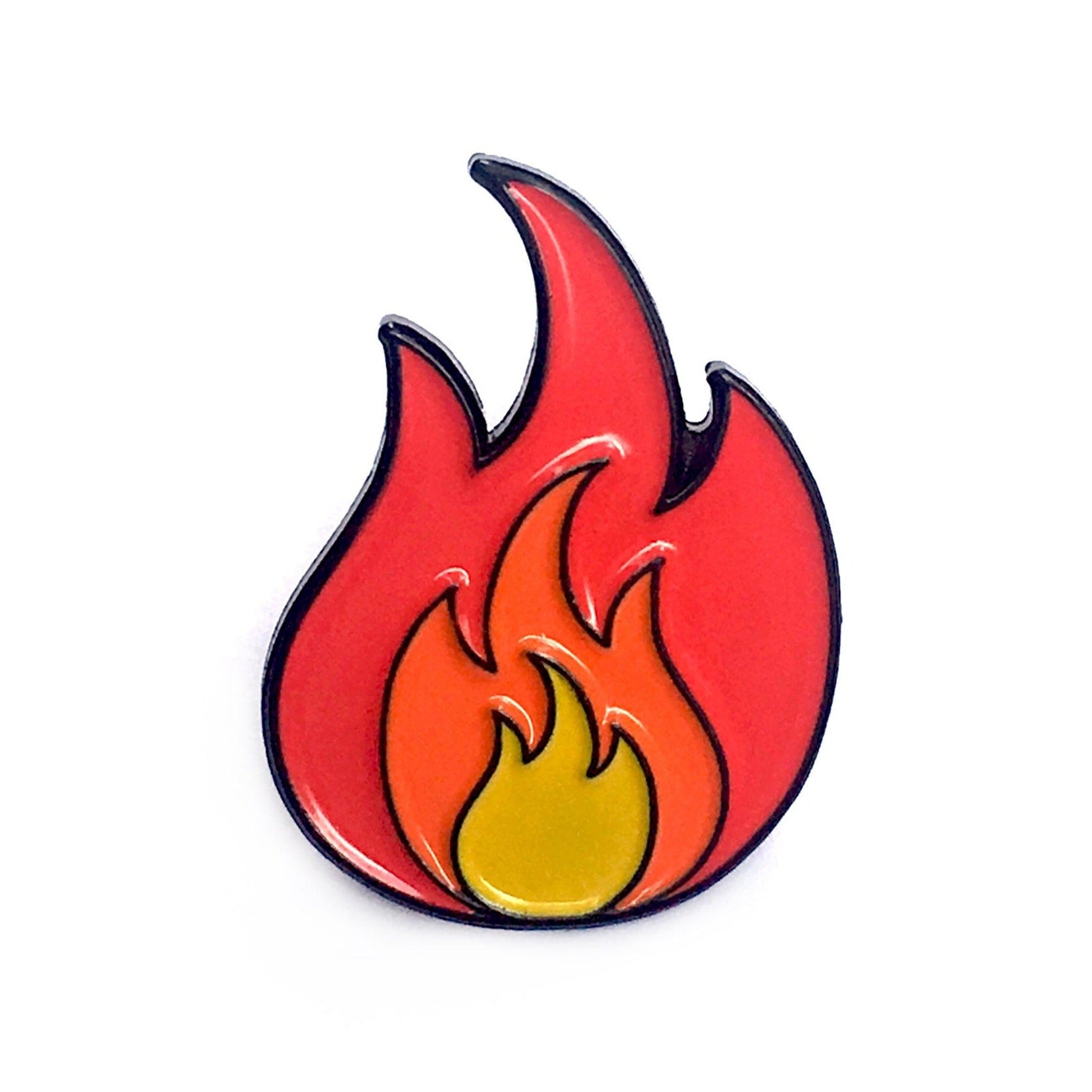 The Kolorspun Fire Flame Golf Ball Marker is a stylized enamel pin with three flame layers in yellow, orange, and red—ideal as a custom golf ball marker or unique golf gift.