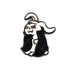 The Kolorspun Vampire Bunny Golf Ball Marker features a cartoon bunny with red eyes, fangs, and a black cape on a white background—a fun, unique choice for any golfer or as a quirky golf gift.