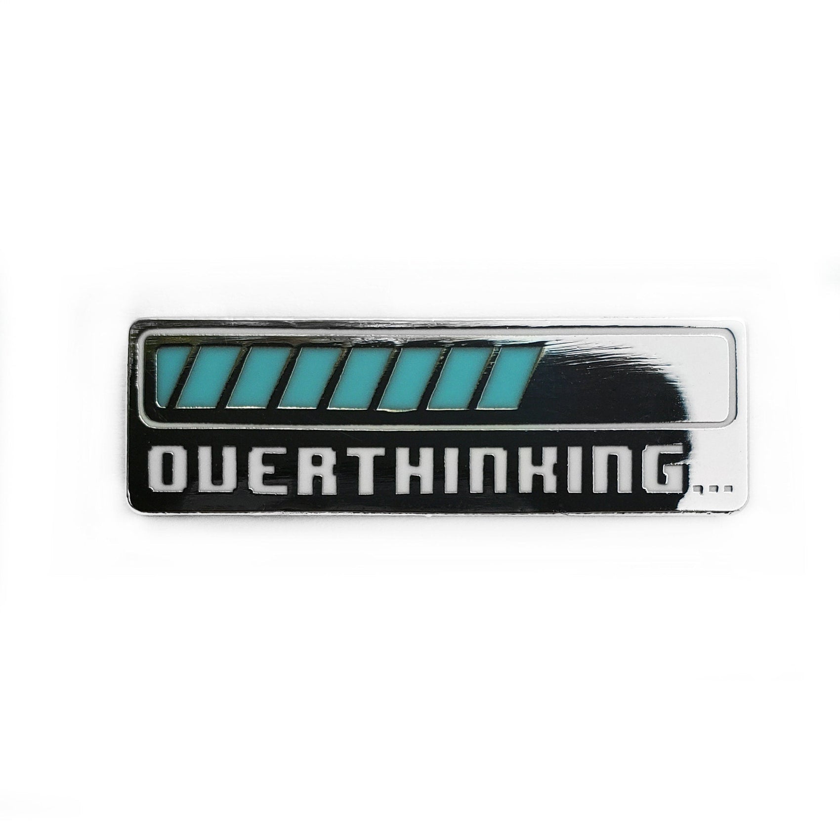 The Kolorspun Overthinking Golf Ball Marker features a blue progress bar above "OVERTHINKING..." in bold white on black—a fun custom golf gift for players who can’t turn off their minds.