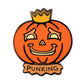 Kolorspun’s Pun King Pumpkin Golf Ball Marker features a cartoon pumpkin with a yellow crown and teary-eyed smile above a "PUNKING" brown banner—perfect whimsical gift or custom marker for fun-loving golfers.