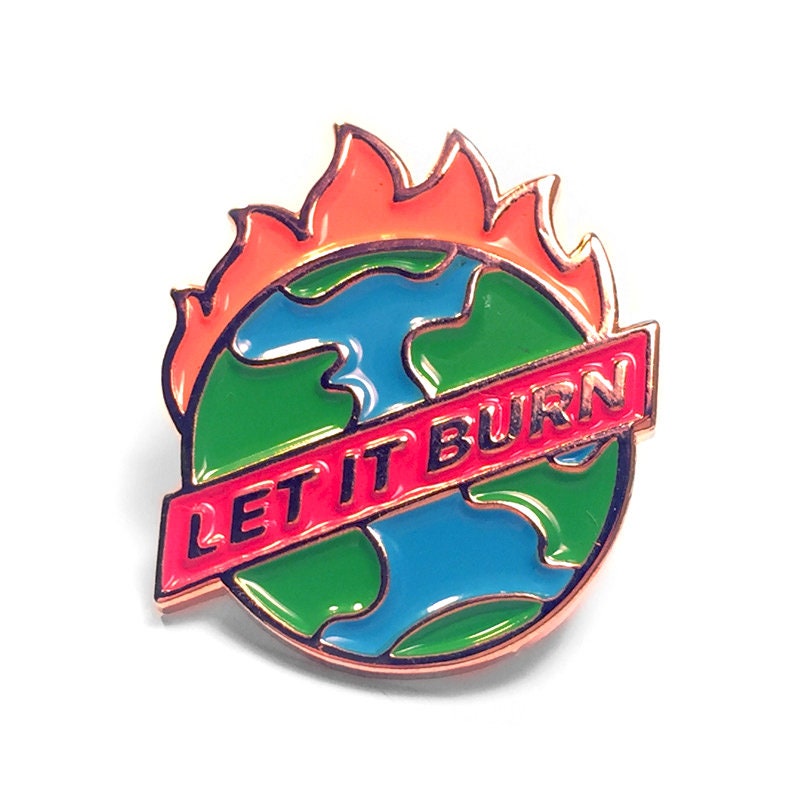 The Kolorspun Let It Burn Mini Ball Marker features a globe with orange flames and bold red "LET IT BURN" text—a standout accessory or gift for golfers, perfect for those who love unique, custom-style ball markers.