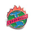 The Kolorspun Let It Burn Mini Ball Marker features a globe with orange flames and bold red "LET IT BURN" text—a standout accessory or gift for golfers, perfect for those who love unique, custom-style ball markers.