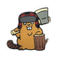 The Kolorspun Lumberjack Beaver Golf Ball Marker features a cartoon beaver in a plaid hat with an axe, log, and marker by a tree stump—perfect for golfers seeking a unique, fun style on the course.