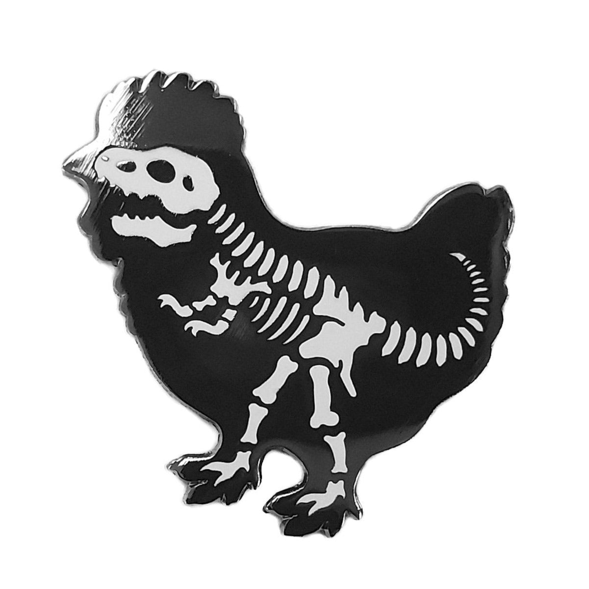 Kolorspun's Chicken Dinosaur Golf Ball Marker features a black and white chicken with dinosaur-like bones, merging poultry and prehistoric vibes—ideal as a custom golf gift or for a unique magnetic ball marker.