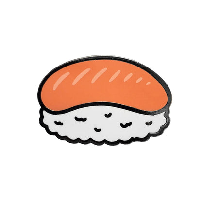 Kolorspun's Sushi Golf Ball Marker features a cartoon-style salmon nigiri—an orange salmon slice on white rice, outlined in black. It's the perfect quirky golf gift or custom magnetic ball marker for golfers.