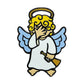 The Kolorspun Angel Facepalming Golf Ball Marker features a cartoon angel with curly yellow hair, blue wings, and a trumpet, making it a fun and quirky golf gift for players who love humor on the course.
