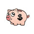 The Kolorspun Piggy Bank Golf Ball Marker features a cartoon-style pink piggy bank with a bold black dollar sign, making it a playful and unique custom golf gift or stylish magnetic ball marker.