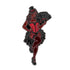 The Burlesque Girl Ball Marker by Ballmarkers.com features a woman in a red and black burlesque costume with a top hat and fan—perfect for adding flair to your golf game.
