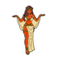 Illustration of a woman with red-orange skin, wavy hair, laurel crown, and cream toga—an inspiring muse for the Toga Goddess Ball Marker by Ballmarkers.com.